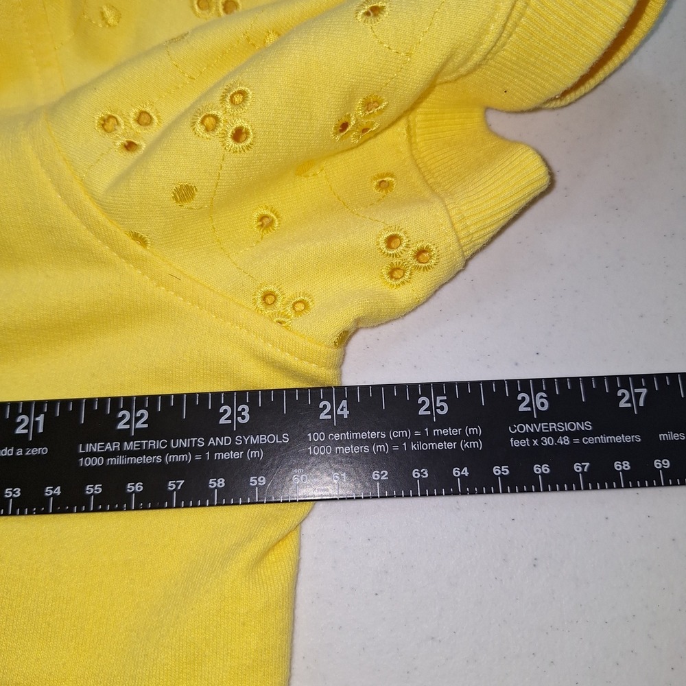 Vintage Cottagecore Boho Bohemian Cotton Eyelet Zip Up Hoodie Yellow 18/20W Cato - Picture 6 of 11